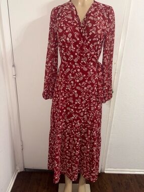Bar III Women's Printed Wrap Side-Tie Maxi Dress Floral Summer Size M